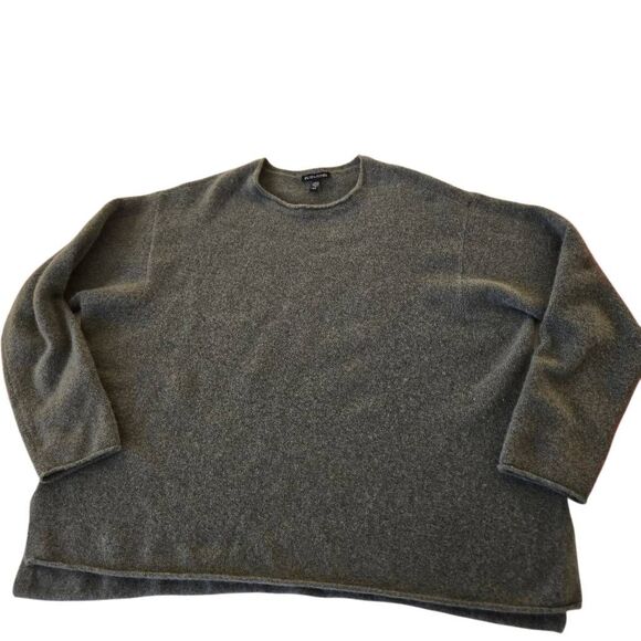 Eileen Fisher Womens Heather Cashmere Silk Blend Pullover Sweater Green Medium - Picture 5 of 11